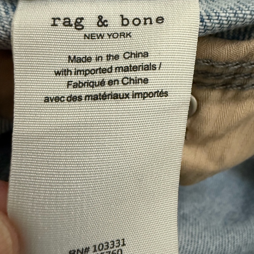 RAG & BONE Mia Yoke Clean Lou High Rise Relaxed Denim Blue‎ Jeans Retro Tie 34 - Picture 7 of 10